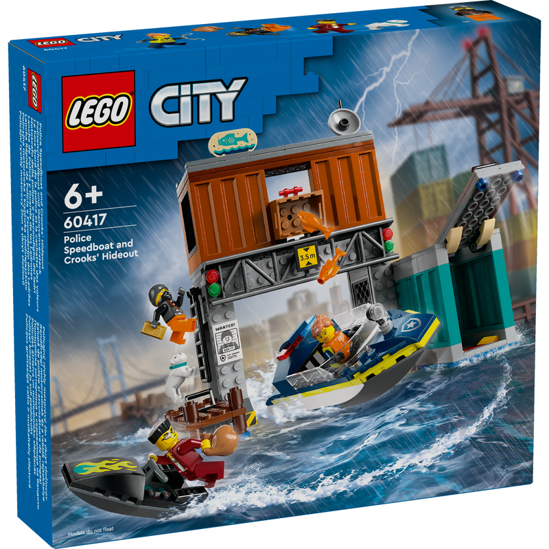 LEGO® City Police Speedboat and Crooks’ Hideout 60417