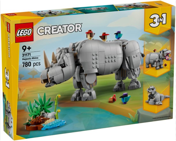 LEGO® Creator 3in1 Wild Animals: Majestic Rhino with Birds 31171