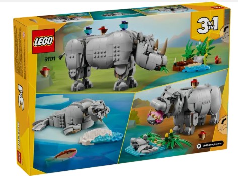 LEGO® Creator 3in1 Wild Animals: Majestic Rhino with Birds 31171