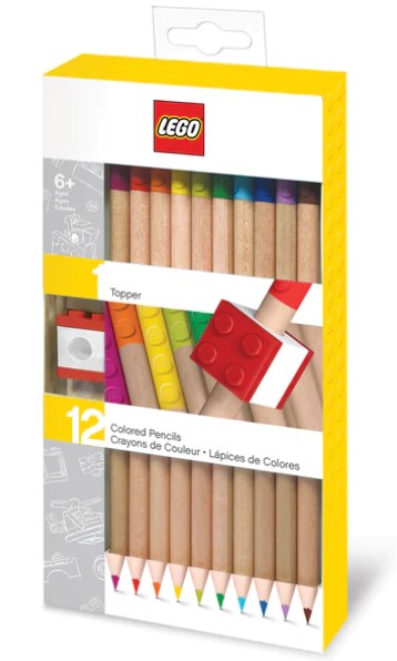 LEGO® 2.0 Stationery 12 Pack Colored Pencils with 1 Brick Pencil Topper 52064