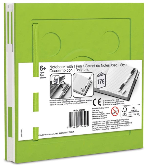 LEGO® 2.0 Stationery Locking Notebook with Color-Matched Gel Pen - Lime 52442