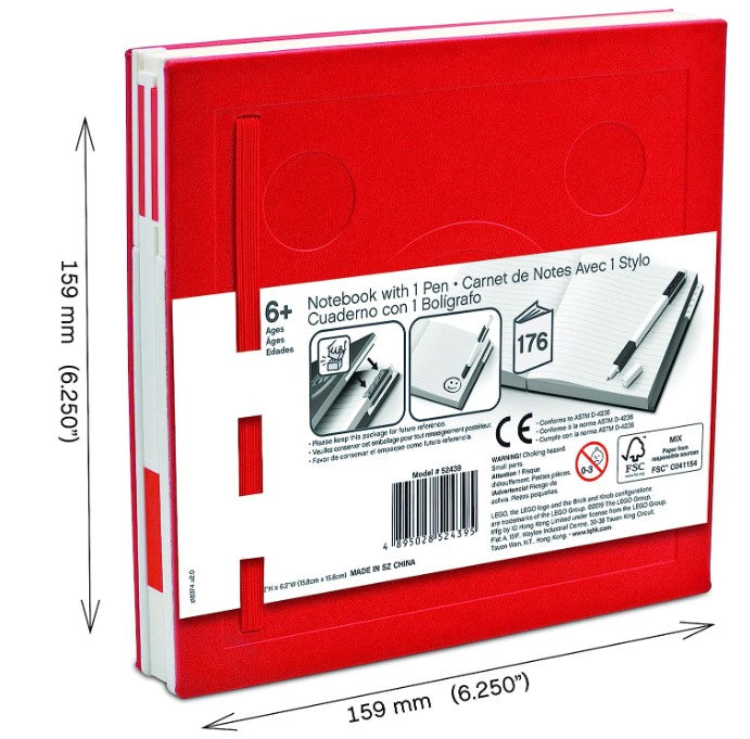 LEGO® 2.0 Stationery Locking Notebook with Color-Matched Gel Pen - Red 52439