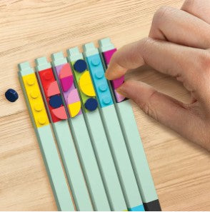 LEGO® DOTS 6 Pack Colored Gel Pens with LEGO Tiles 52798