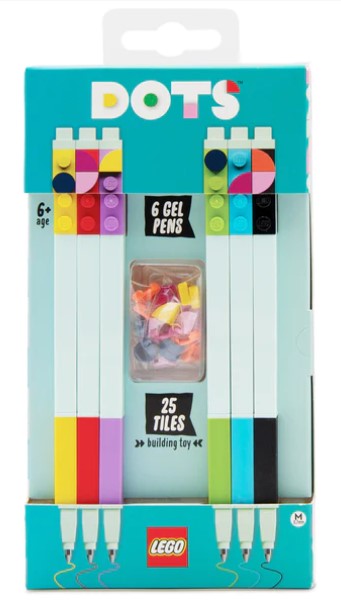 LEGO® DOTS 6 Pack Colored Gel Pens with LEGO Tiles 52798