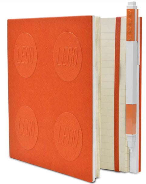 LEGO® 2.0 Stationery Locking Notebook with Color-Matched Gel Pen - Orange 52440