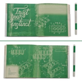LEGO® 2.0 Stationery Locking Notebook with Color-Matched Gel Pen - Green 52443